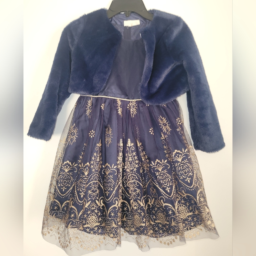Rare Editions Navy and Gold Formal Dress